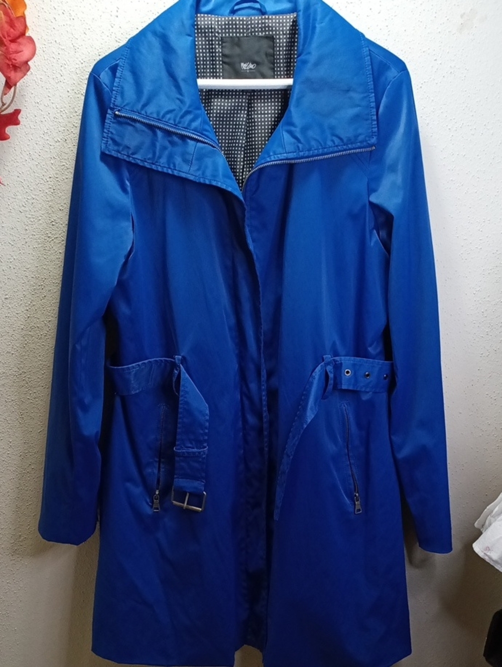 Massimo royal blue rain trench coat with attached belt Size XL Gently Loved